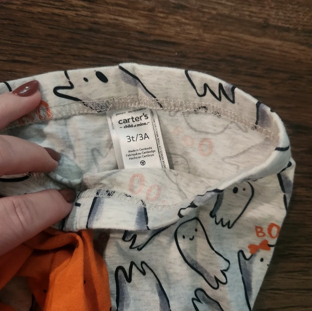 Carter's Orange Boo Crew Top with Ghost Design